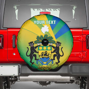 Presonalised Gabon Spare Tire Cover Coat Of Arms With Flag Gradient Style