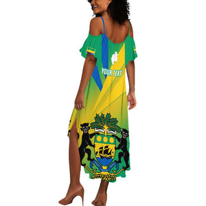 Presonalised Gabon Summer Maxi Dress Coat Of Arms With Flag Gradient Style