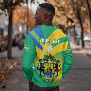 Presonalised Gabon Sweatshirt Coat Of Arms With Flag Gradient Style