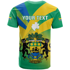 Presonalised Gabon T shirt Coat Of Arms With Flag Gradient Style