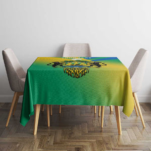 Presonalised Gabon Tablecloth Coat Of Arms With Flag Gradient Style