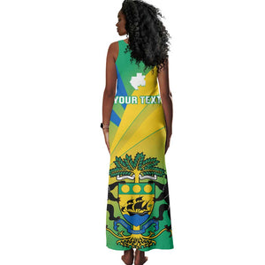 Presonalised Gabon Tank Maxi Dress Coat Of Arms With Flag Gradient Style