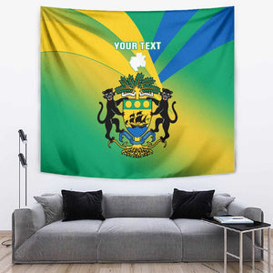 Presonalised Gabon Tapestry Coat Of Arms With Flag Gradient Style