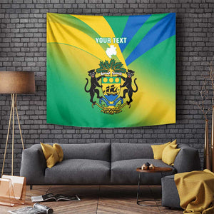 Presonalised Gabon Tapestry Coat Of Arms With Flag Gradient Style