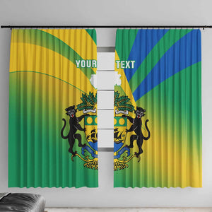 Presonalised Gabon Window Curtain Coat Of Arms With Flag Gradient Style