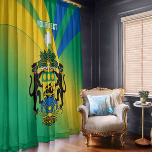 Presonalised Gabon Window Curtain Coat Of Arms With Flag Gradient Style