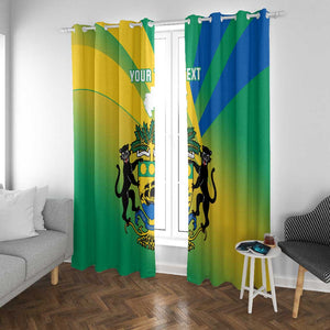 Presonalised Gabon Window Curtain Coat Of Arms With Flag Gradient Style