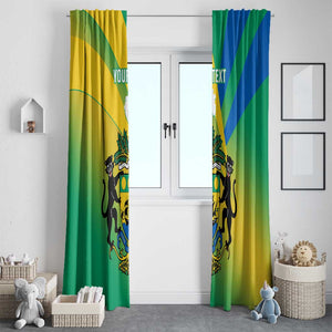 Presonalised Gabon Window Curtain Coat Of Arms With Flag Gradient Style