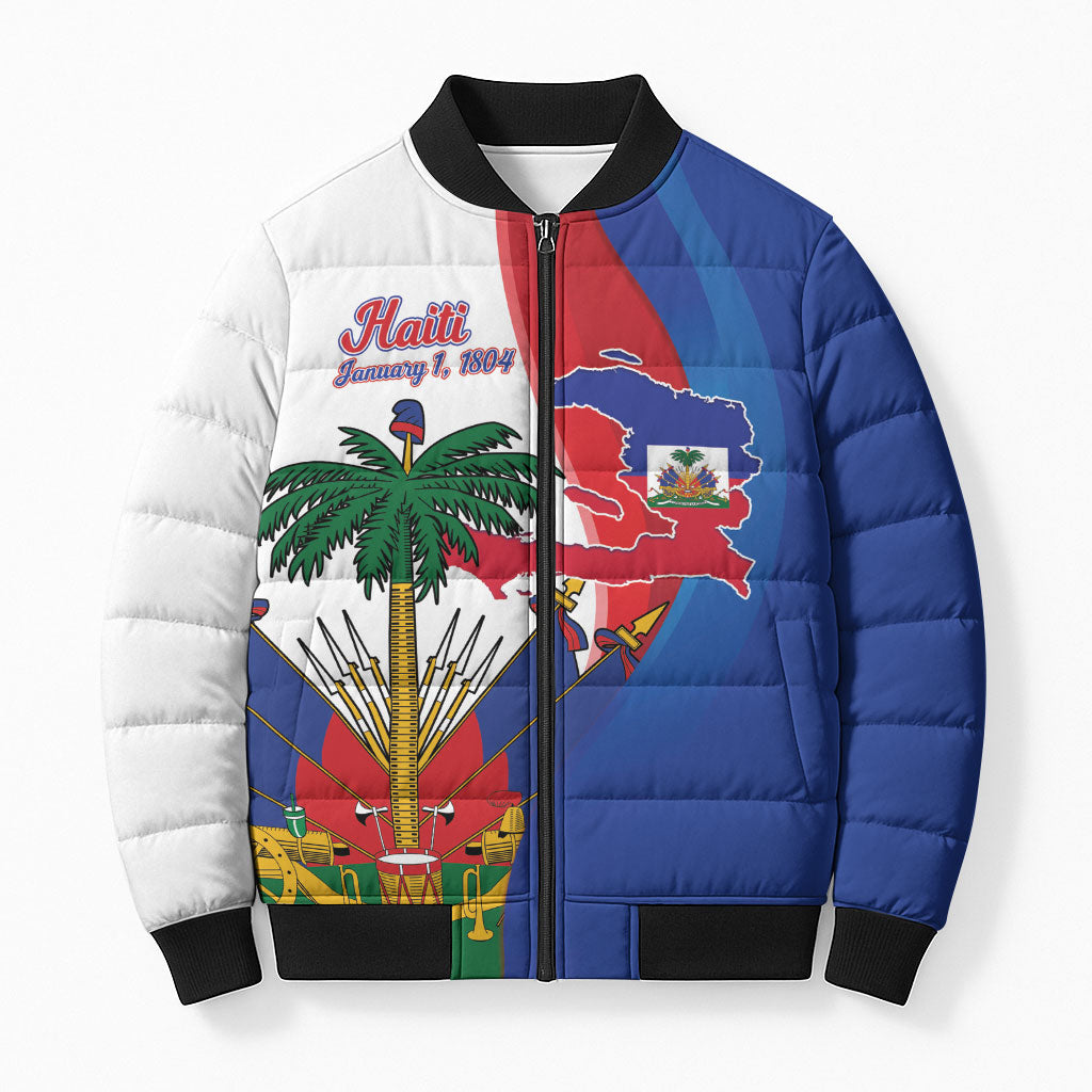 Haiti Independence Day Bomber Puffer Jacket 1804 Viv Haiti Viv Libete