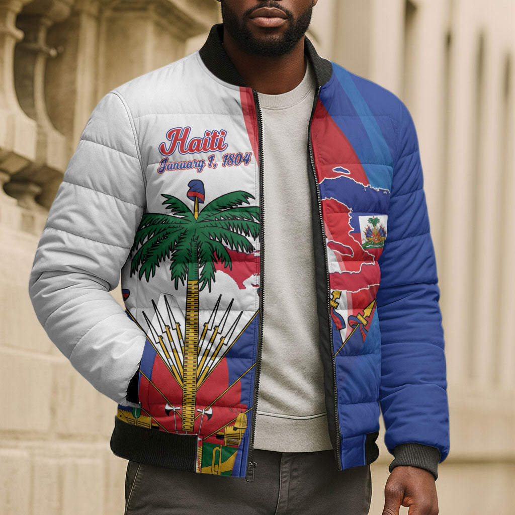 Haiti Independence Day Bomber Puffer Jacket 1804 Viv Haiti Viv Libete