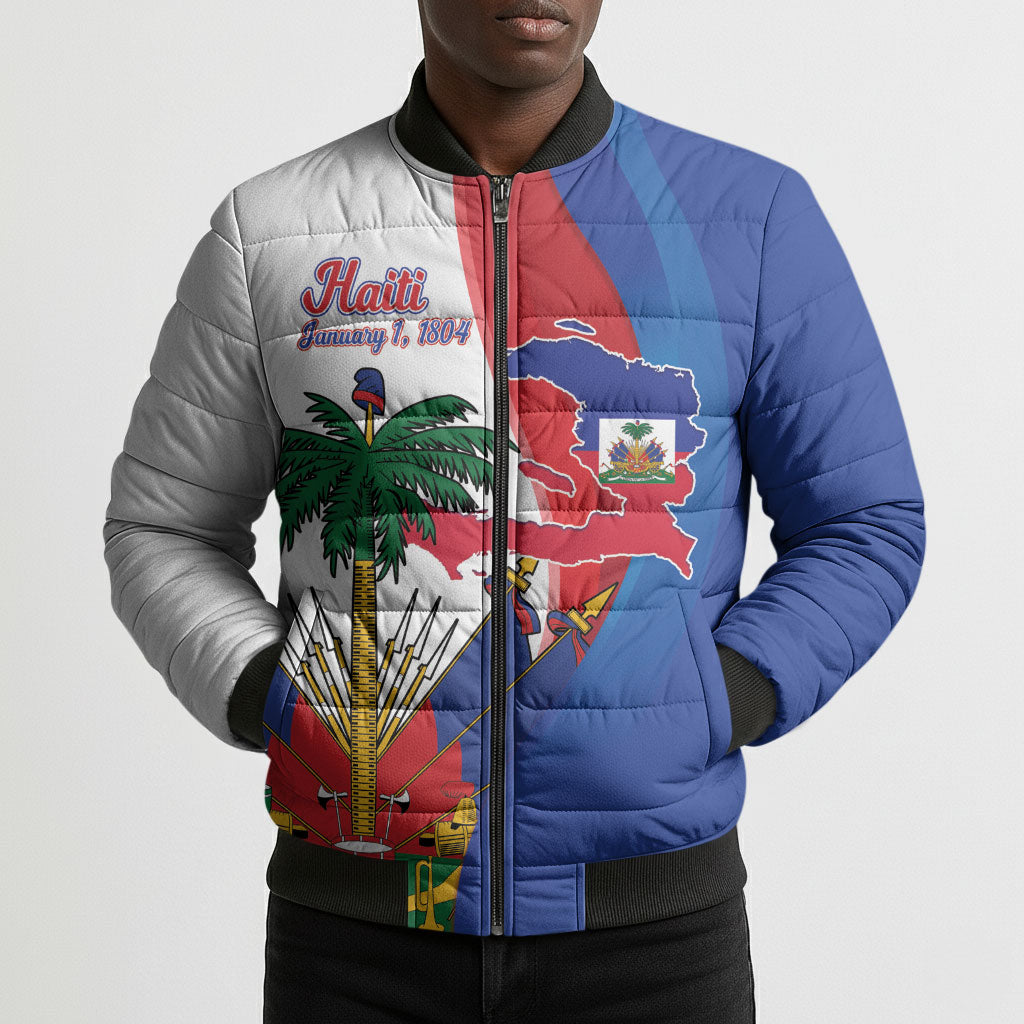 Haiti Independence Day Bomber Puffer Jacket 1804 Viv Haiti Viv Libete
