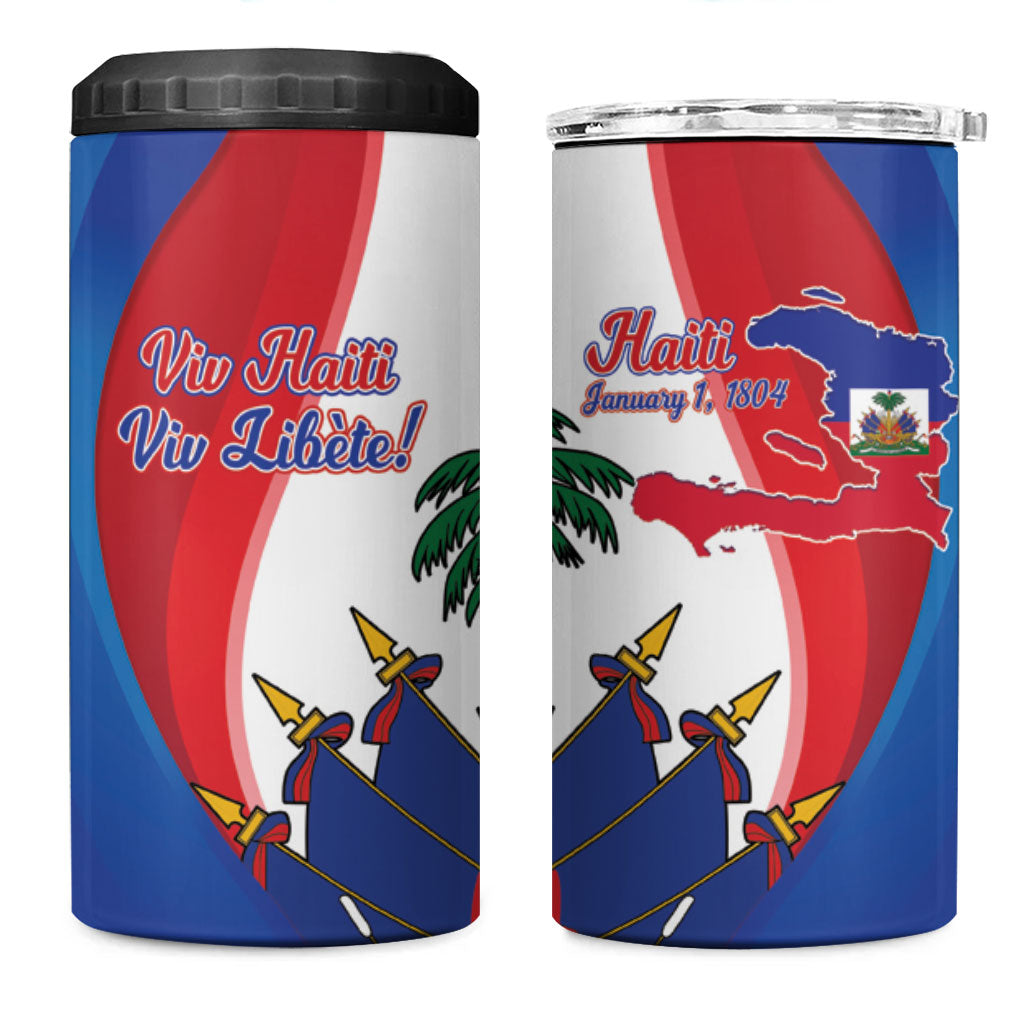 Haiti Independence Day 4 in 1 Can Cooler Tumbler 1804 Viv Haiti Viv Libete