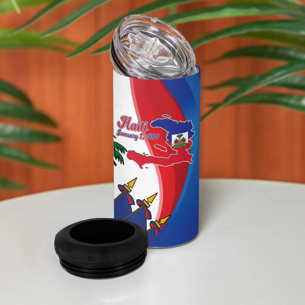 Haiti Independence Day 4 in 1 Can Cooler Tumbler 1804 Viv Haiti Viv Libete