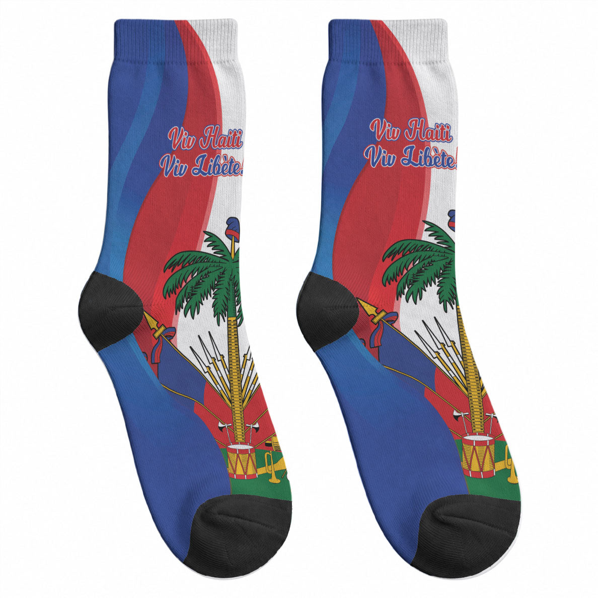 Haiti Independence Day Crew Socks 1804 Viv Haiti Viv Libete