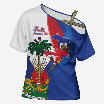 Haiti Independence Day Cross Shoulder Shirt 1804 Viv Haiti Viv Libete