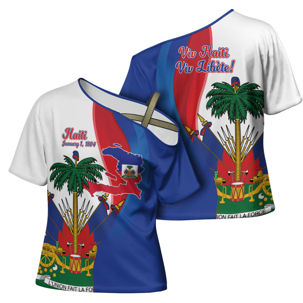 Haiti Independence Day Cross Shoulder Shirt 1804 Viv Haiti Viv Libete
