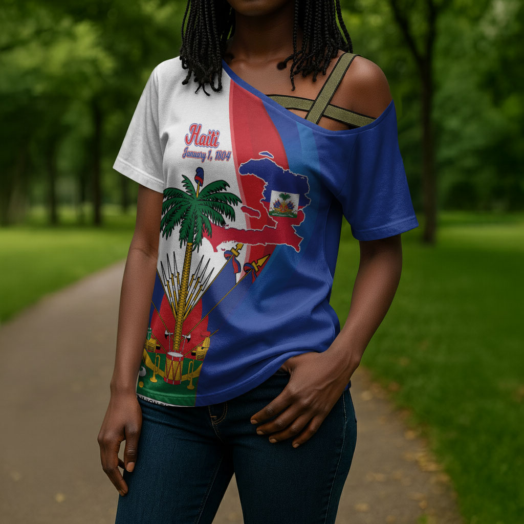 Haiti Independence Day Cross Shoulder Shirt 1804 Viv Haiti Viv Libete