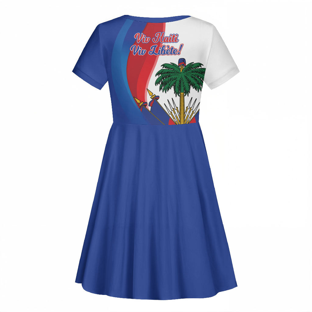 Haiti Independence Day Kid Short Sleeve Dress 1804 Viv Haiti Viv Libete