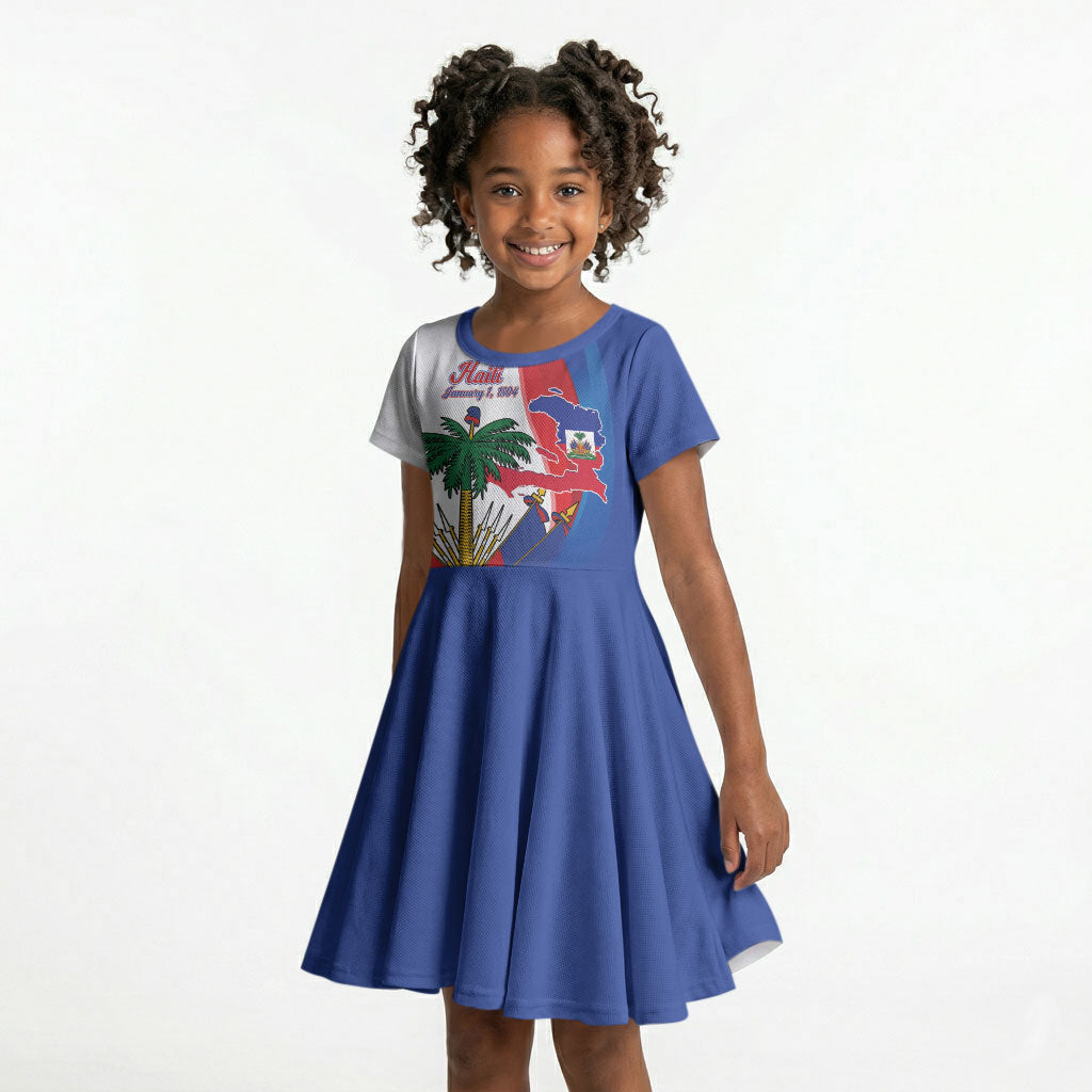 Haiti Independence Day Kid Short Sleeve Dress 1804 Viv Haiti Viv Libete