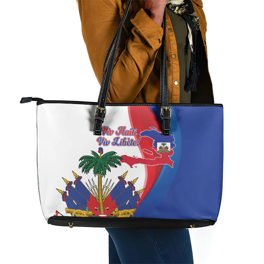 Haiti Independence Day Leather Tote Bag 1804 Viv Haiti Viv Libete