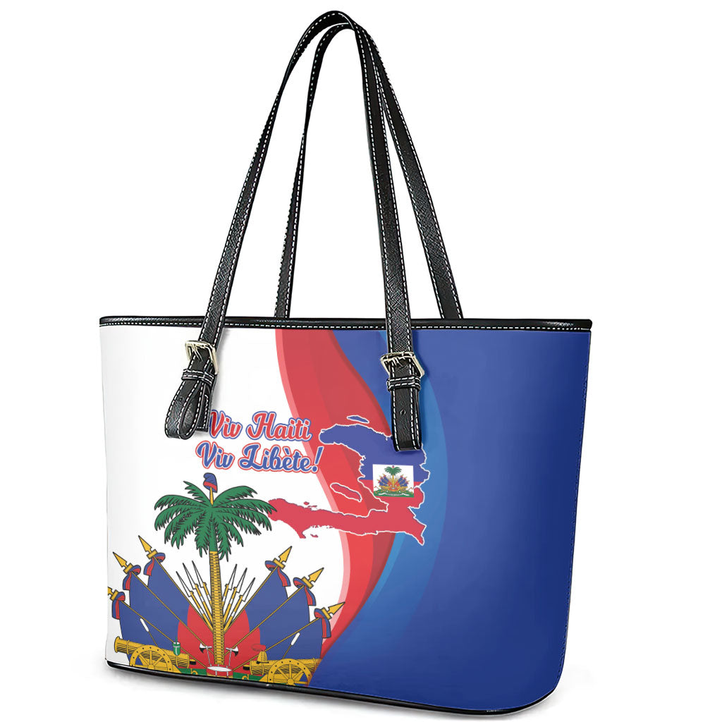 Haiti Independence Day Leather Tote Bag 1804 Viv Haiti Viv Libete
