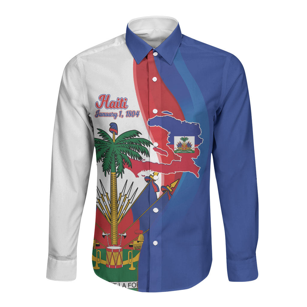 Haiti Independence Day Long Sleeve Button Shirt 1804 Viv Haiti Viv Libete