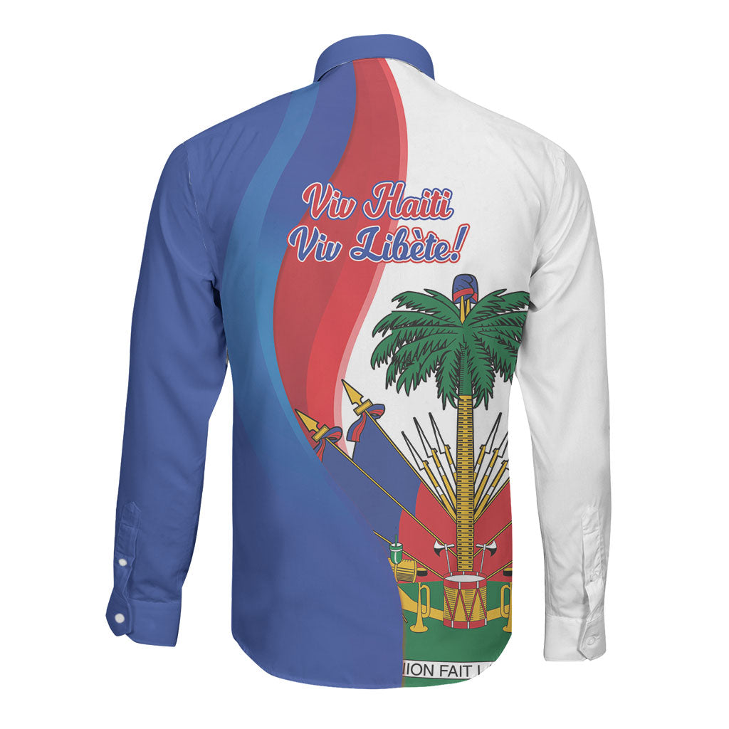 Haiti Independence Day Long Sleeve Button Shirt 1804 Viv Haiti Viv Libete