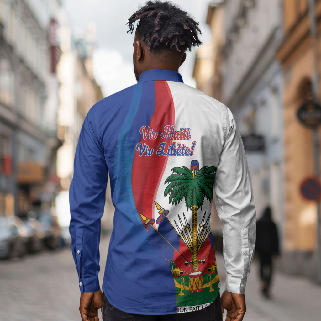 Haiti Independence Day Long Sleeve Button Shirt 1804 Viv Haiti Viv Libete