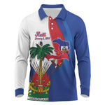 Haiti Independence Day Long Sleeve Polo Shirt 1804 Viv Haiti Viv Libete