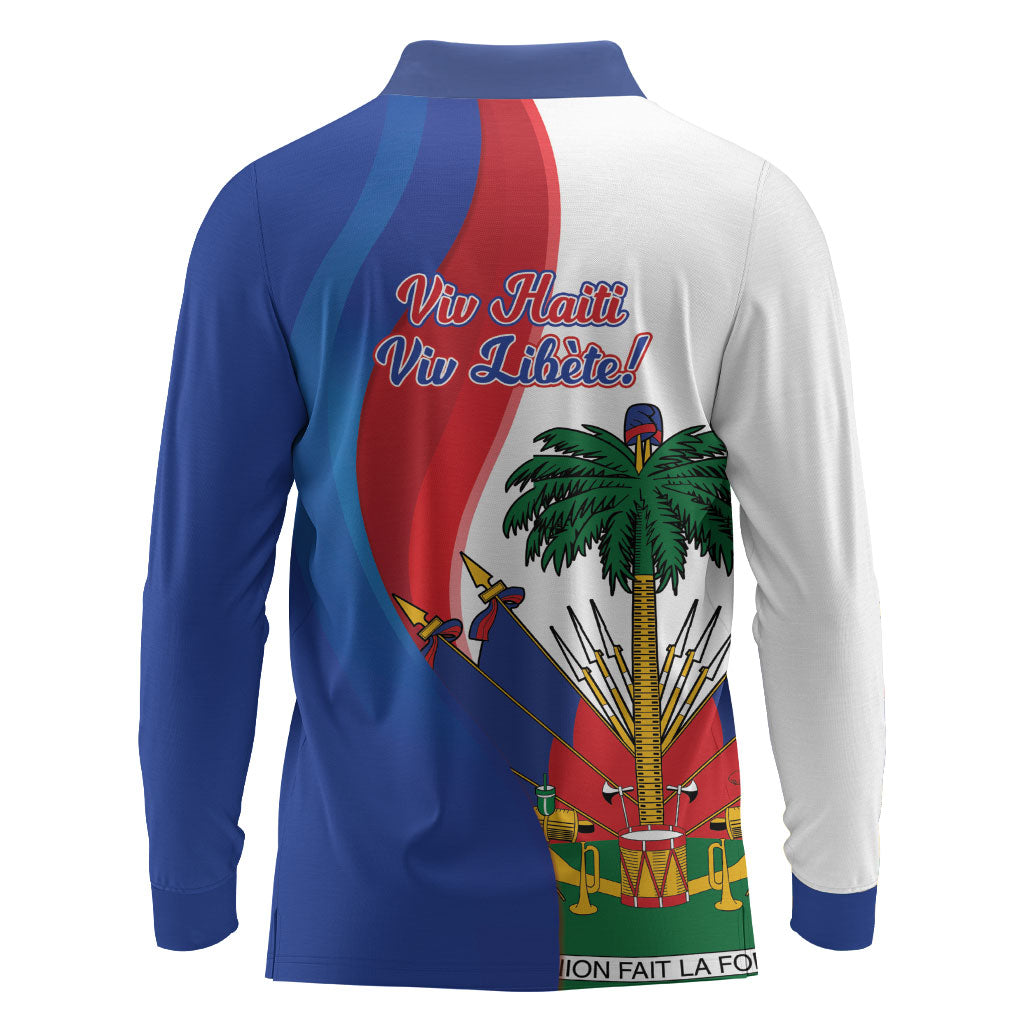 Haiti Independence Day Long Sleeve Polo Shirt 1804 Viv Haiti Viv Libete