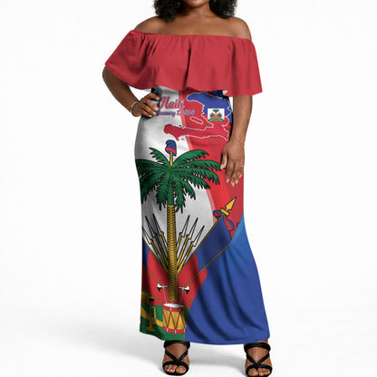 Haiti Independence Day Off Shoulder Maxi Dress 1804 Viv Haiti Viv Libete