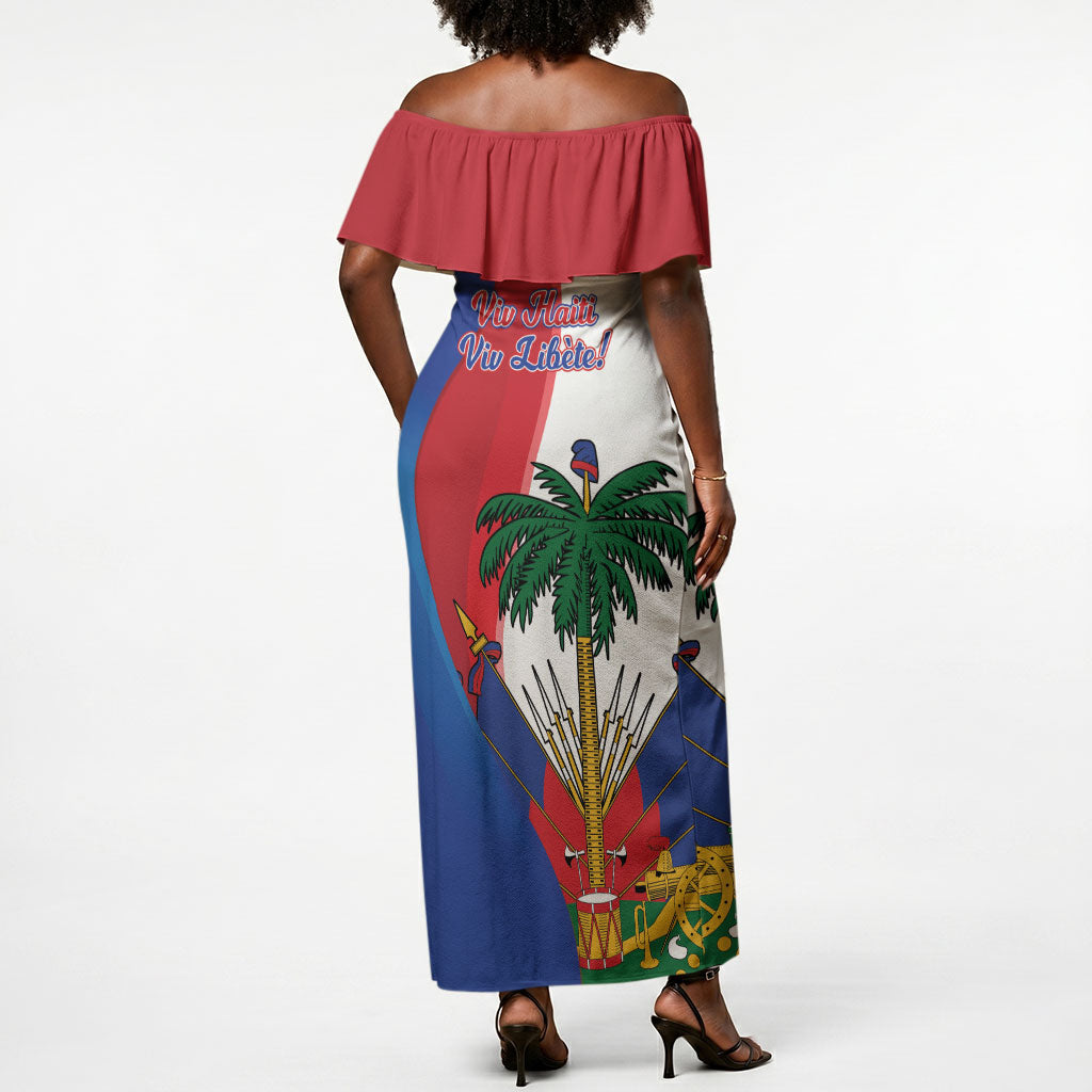 Haiti Independence Day Off Shoulder Maxi Dress 1804 Viv Haiti Viv Libete