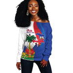 Haiti Independence Day Off Shoulder Sweater 1804 Viv Haiti Viv Libete