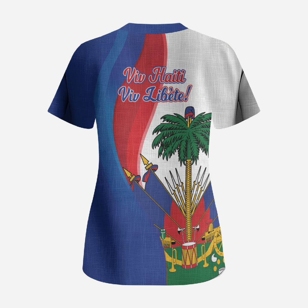 Haiti Independence Day Scrub Top 1804 Viv Haiti Viv Libete