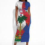Haiti Independence Day Short Sleeve Bodycon Dress 1804 Viv Haiti Viv Libete