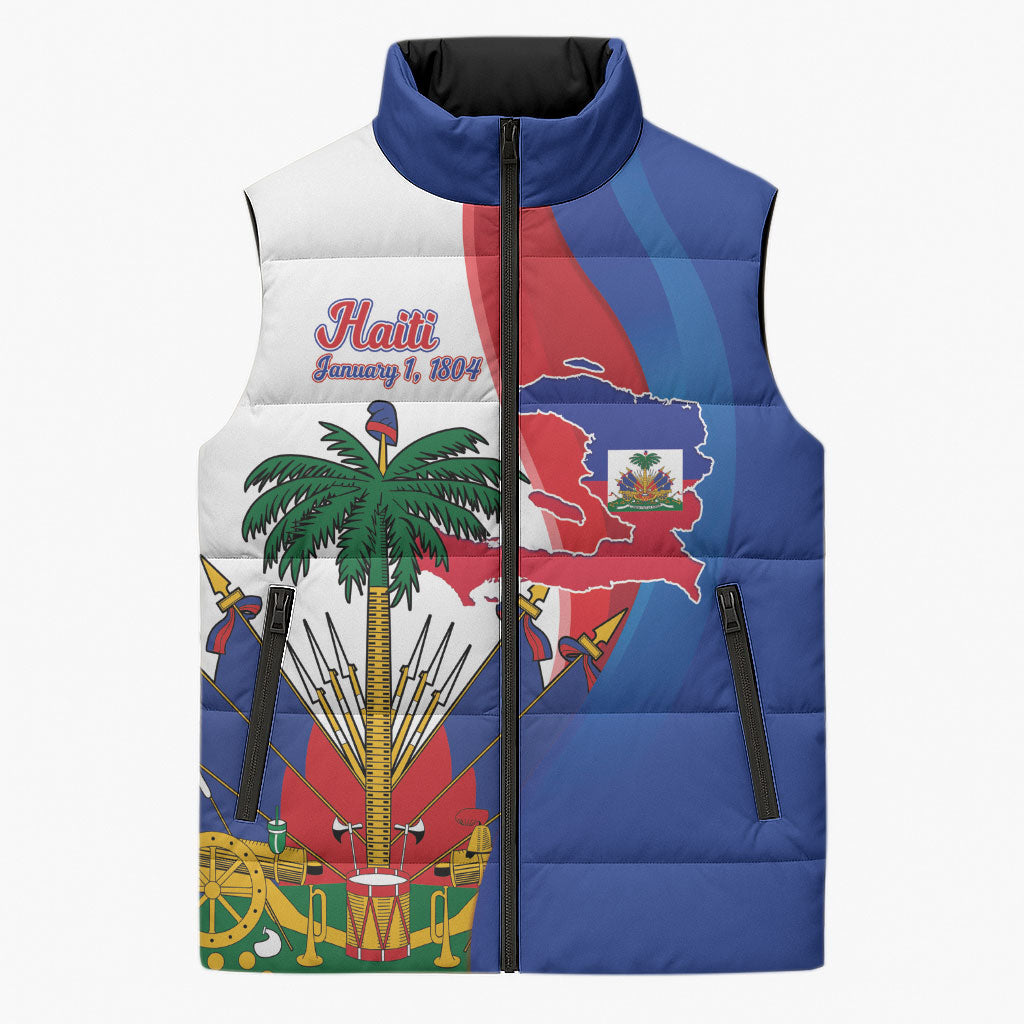 Haiti Independence Day Sleeveless Puffer Jacket 1804 Viv Haiti Viv Libete