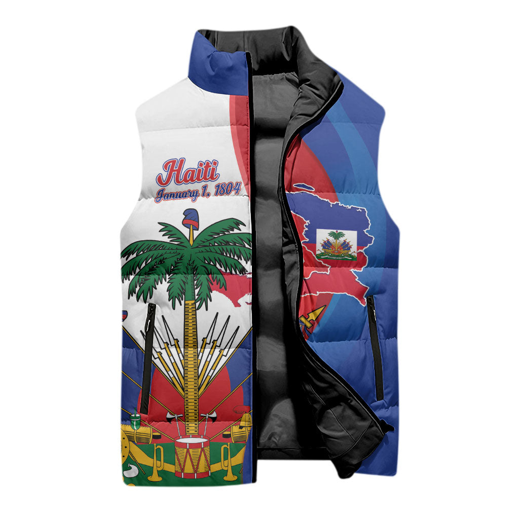 Haiti Independence Day Sleeveless Puffer Jacket 1804 Viv Haiti Viv Libete