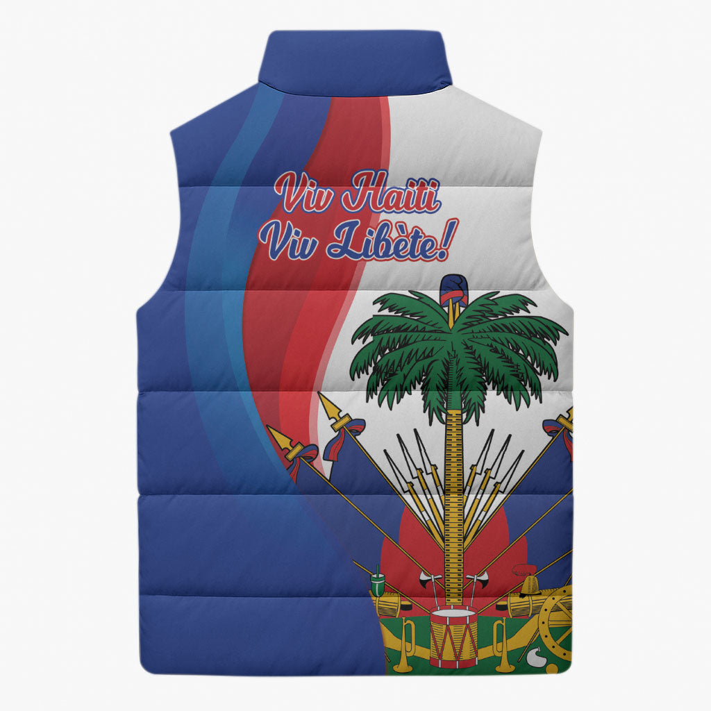 Haiti Independence Day Sleeveless Puffer Jacket 1804 Viv Haiti Viv Libete