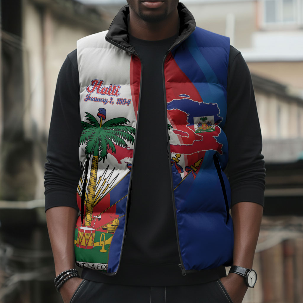 Haiti Independence Day Sleeveless Puffer Jacket 1804 Viv Haiti Viv Libete