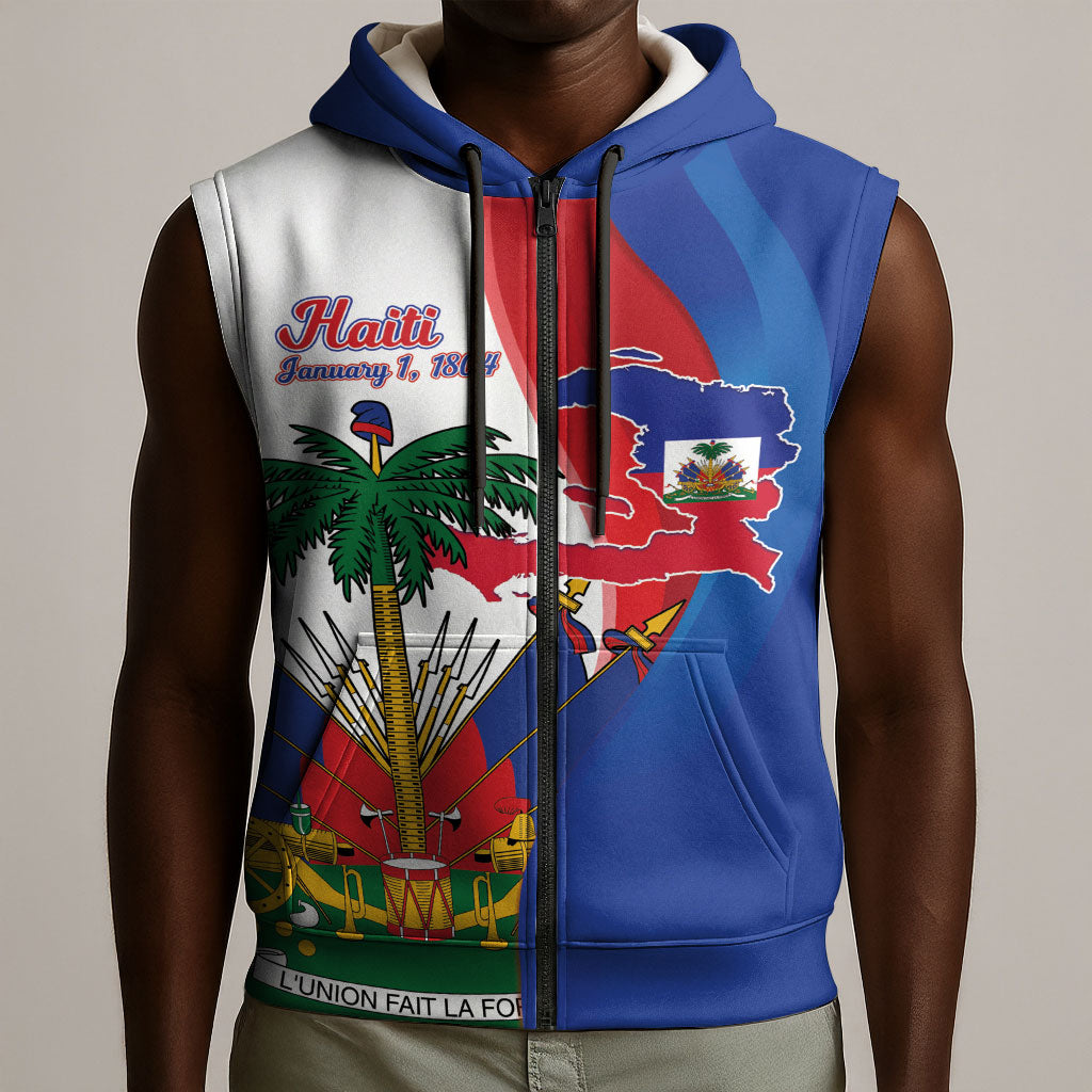 Haiti Independence Day Sleeveless Zip Hoodie 1804 Viv Haiti Viv Libete