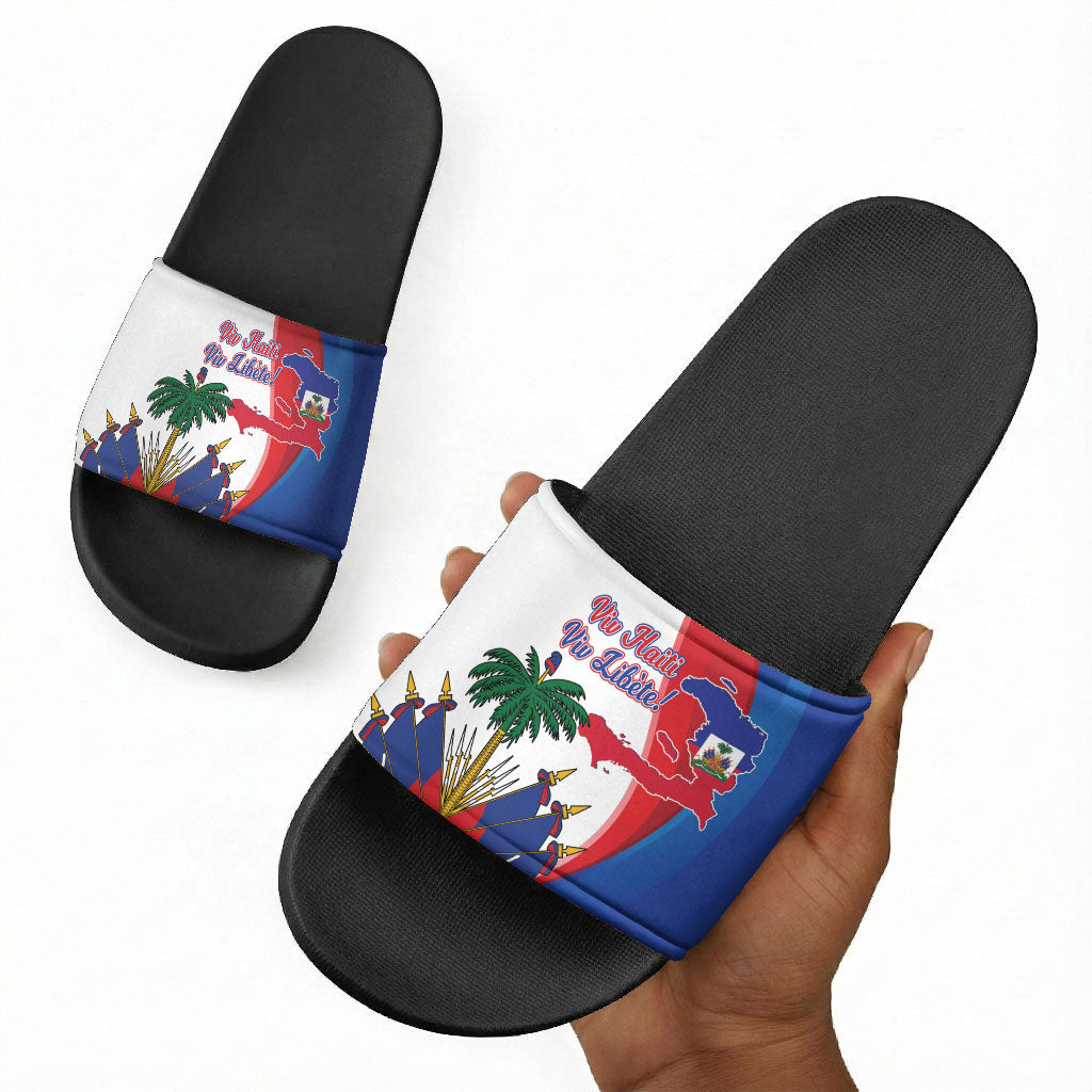 Haiti Independence Day Slide Sandals 1804 Viv Haiti Viv Libete