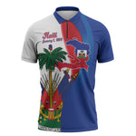 Haiti Independence Day Zipper Polo Shirt 1804 Viv Haiti Viv Libete