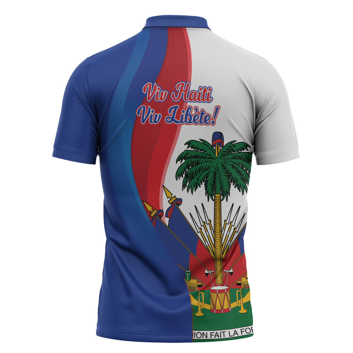 Haiti Independence Day Zipper Polo Shirt 1804 Viv Haiti Viv Libete