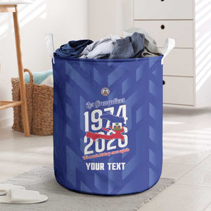 Personalized Afro Haiti Football Laundry Basket Les Grenadiers Made History Once Again Blue Color - African Pride