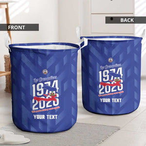 Personalized Afro Haiti Football Laundry Basket Les Grenadiers Made History Once Again Blue Color - African Pride