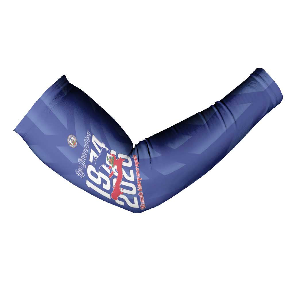 Personalized Haiti Football Arm Sleeves Les Grenadiers Made History Once Again Blue Color