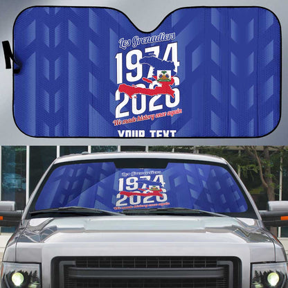 Personalized Haiti Football Auto Sun Shade Les Grenadiers Made History Once Again Blue Color