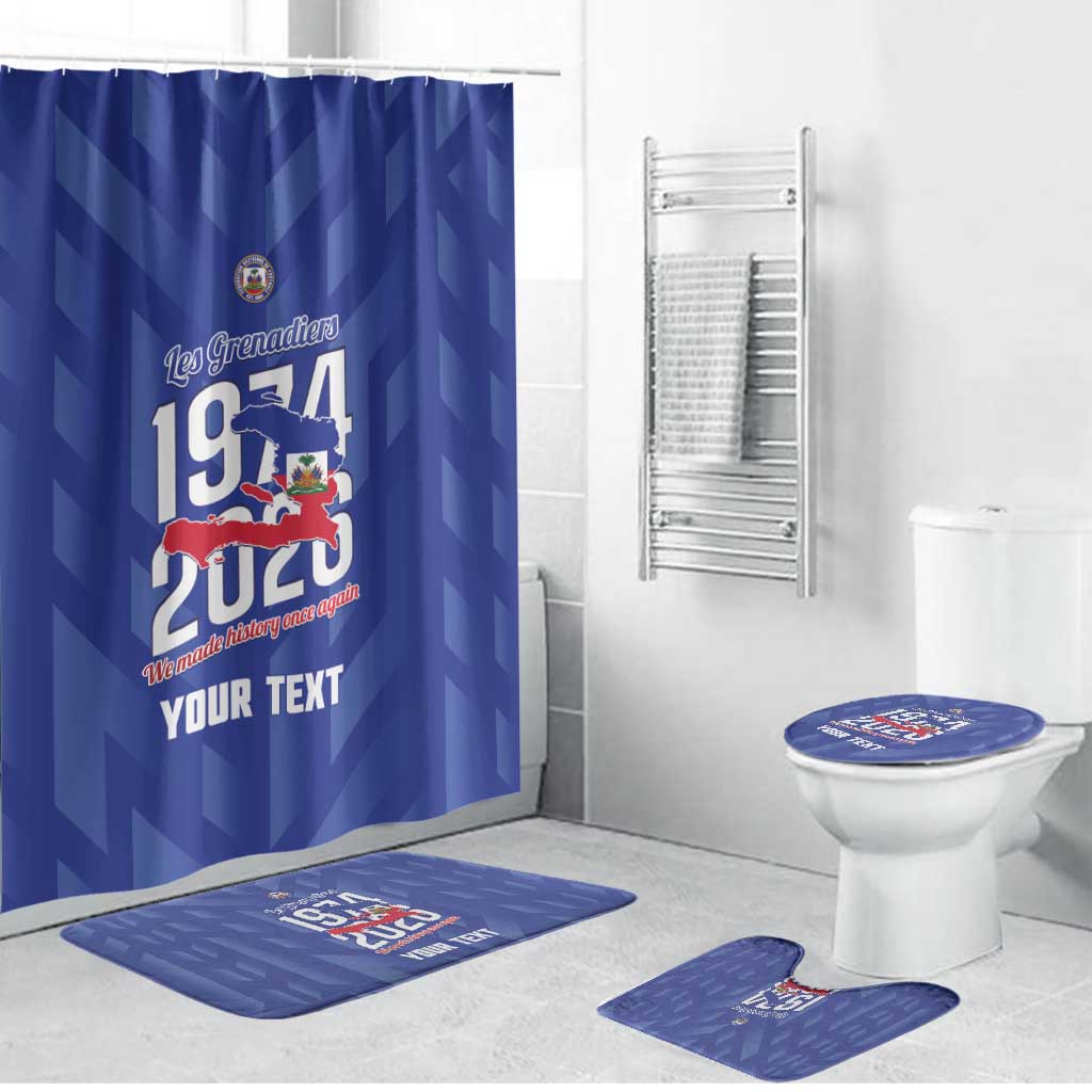 Personalized Haiti Football Bathroom Set Les Grenadiers Made History Once Again Blue Color