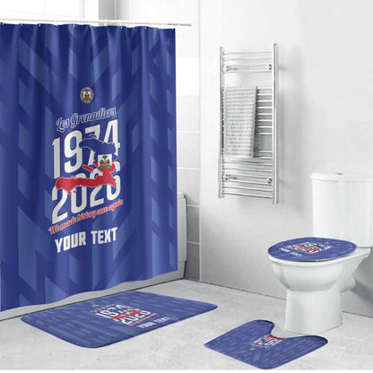 Personalized Haiti Football Bathroom Set Les Grenadiers Made History Once Again Blue Color