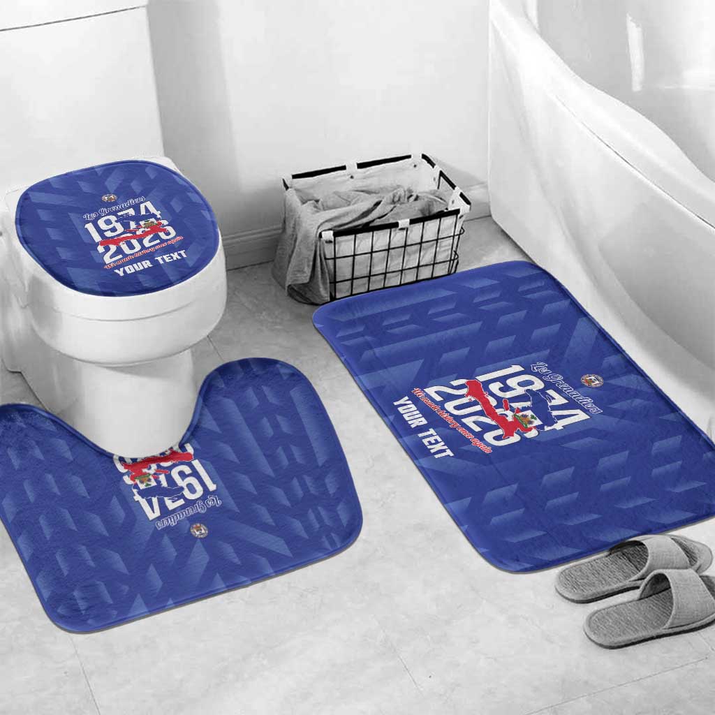 Personalized Haiti Football Bathroom Set Les Grenadiers Made History Once Again Blue Color